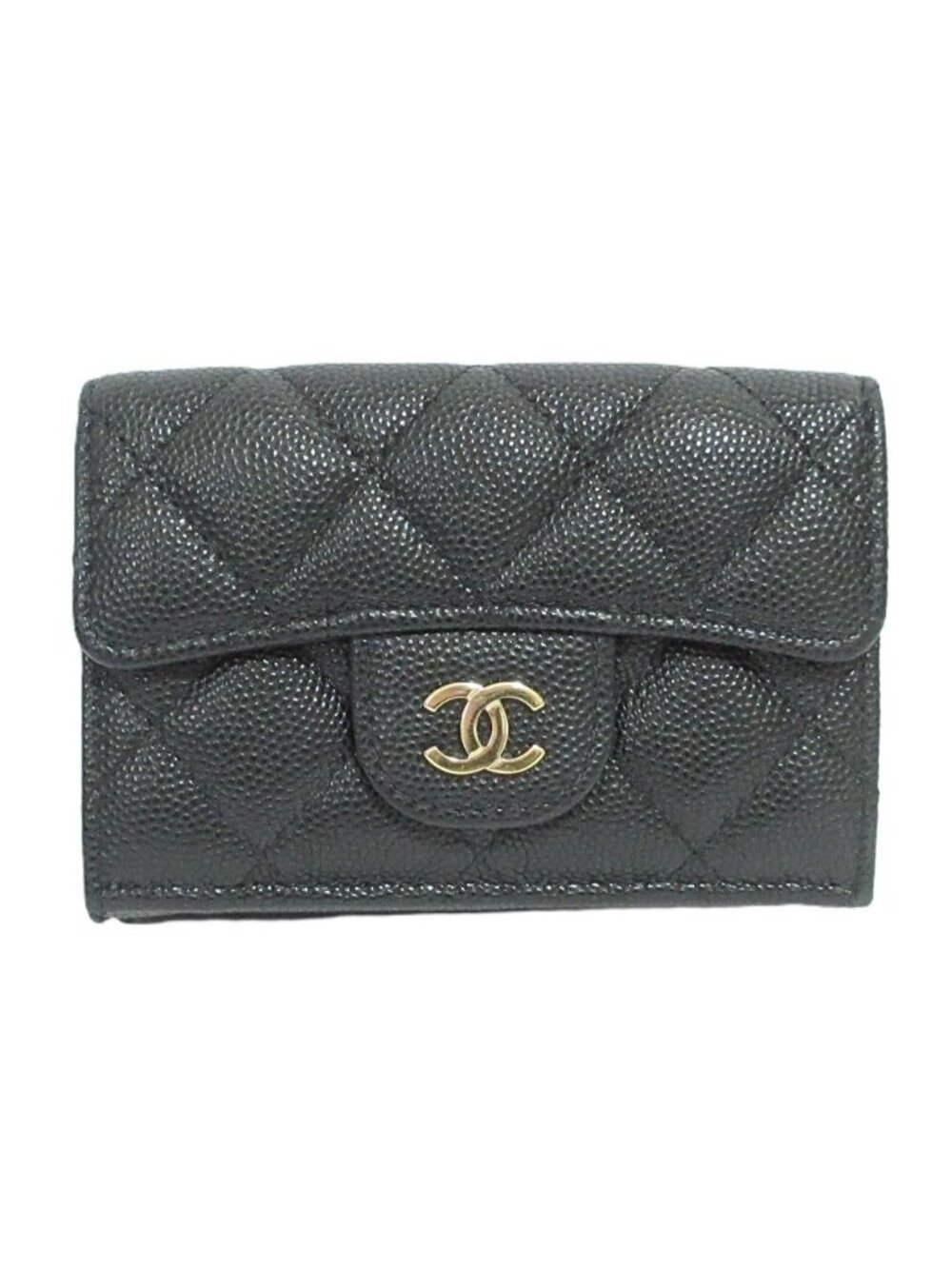 Chanel Caviar Leather Quilted Classic Small Flap Wallet Black